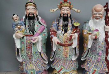 通用福祿壽神像，玻璃鋼材質(zhì)，彩繪福祿壽神像生產(chǎn)