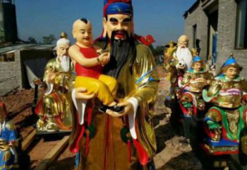 彩繪壽星神像廠，彩繪工藝，仿銅壽星神像定做