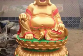 常用彌勒佛像，鎏金效果，玻璃鋼彌勒佛像生產(chǎn)