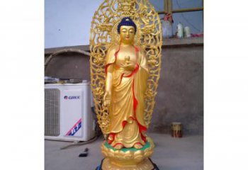 大型如來佛像廠家，立式屏風(fēng)佛像，彩繪如來佛像生產(chǎn)