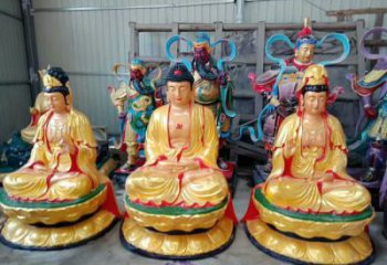 大型三世佛像廠家，彩繪佛像，寺廟三世佛像廠家