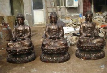 戶外三世佛銅佛像工廠，鑄銅工藝，仿古三世佛銅佛像廠家
