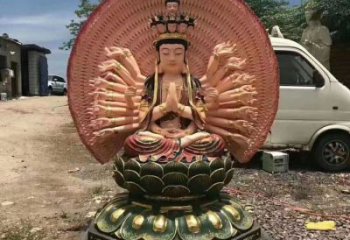 彩繪千手觀音佛像制作，現(xiàn)代工藝，大型觀音佛像選用