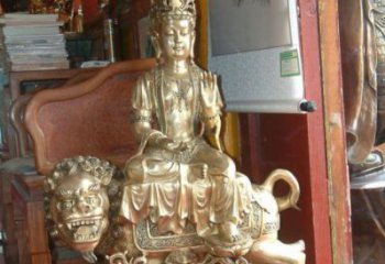 彩繪文殊普賢菩薩銅佛像廠，寺廟佛像，銅佛像承接