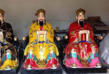 寺廟三官大帝神像生產(chǎn)，彩繪工藝，寺廟三官大帝神像廠家