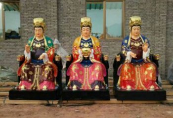 彩繪三霄奶奶神像廠，玻璃鋼材質(zhì)，玻璃鋼三霄奶奶神像生產(chǎn)