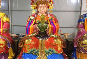 常用三霄奶奶神像，鎏金效果，鑄銅三霄奶奶神像制作
