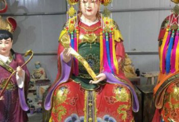 大型三霄奶奶神像廠家，鎏金效果，彩繪三霄奶奶神像生產(chǎn)