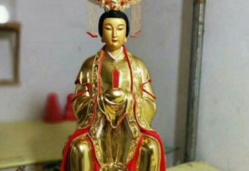 家用三霄奶奶神像制作，鎏金效果，三霄奶奶神像預(yù)用