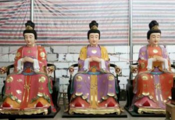 通用三霄奶奶神像，彩繪工藝，大型三霄奶奶神像加工