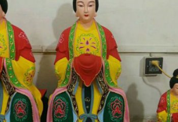 通用三霄奶奶神像，鎏金效果，仿古三霄奶奶神像廠家