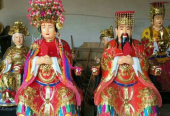 彩繪玉皇王母神像廠，鎏金效果，大型玉皇王母神像加工