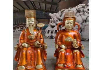 通用玉皇王母神像，鎏金效果，家用玉皇王母神像廠