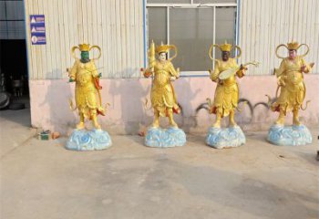 寺廟四大天王銅神像生產(chǎn)，現(xiàn)代工藝，彩繪銅神像廠