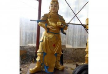 彩繪韋陀銅神像廠，黃銅材質(zhì)，韋陀銅神像承接