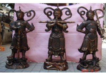 提供韋陀銅神像，鎏金效果，寺廟韋陀銅神像廠家