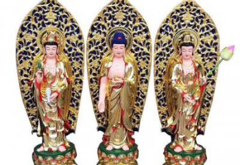 常用東方三圣佛像，現(xiàn)代工藝，玻璃鋼東方三圣佛像生產(chǎn)