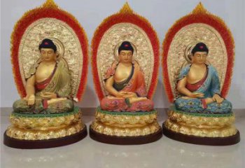 承接東方三圣佛像，彩繪工藝，寺廟東方三圣佛像廠家