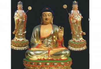 供應東方三圣佛像，彩繪工藝，寺廟東方三圣佛像廠家