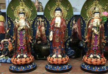 預(yù)定東方三圣佛像，彩繪工藝，玻璃鋼東方三圣佛像生產(chǎn)