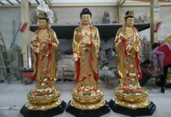 承接西方三圣佛像，佛堂擺放，玻璃鋼西方三圣佛像生產(chǎn)