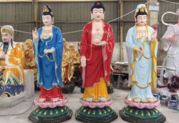 戶外西方三圣佛像工廠，仿古神像，仿銅西方三圣佛像定做