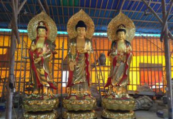 寺廟西方三圣佛像生產(chǎn)，鑄銅工藝，寺廟西方三圣佛像廠家