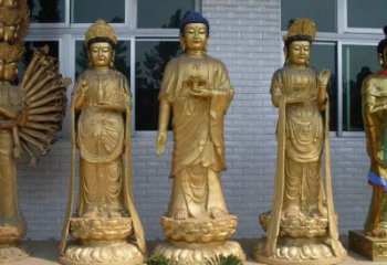 供應(yīng)西方三圣銅佛像，彩繪工藝，大型西方三圣銅佛像加工