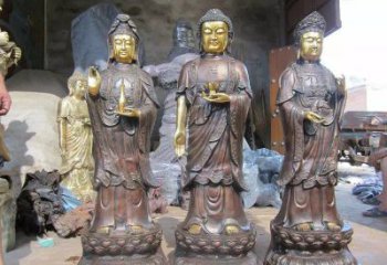 供應(yīng)西方三圣銅佛像，仿古工藝，西方三圣銅佛像選用