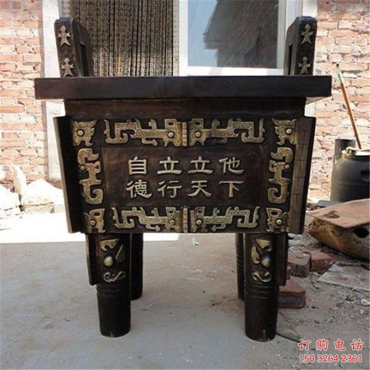 刻字雕花大克鼎銅雕塑