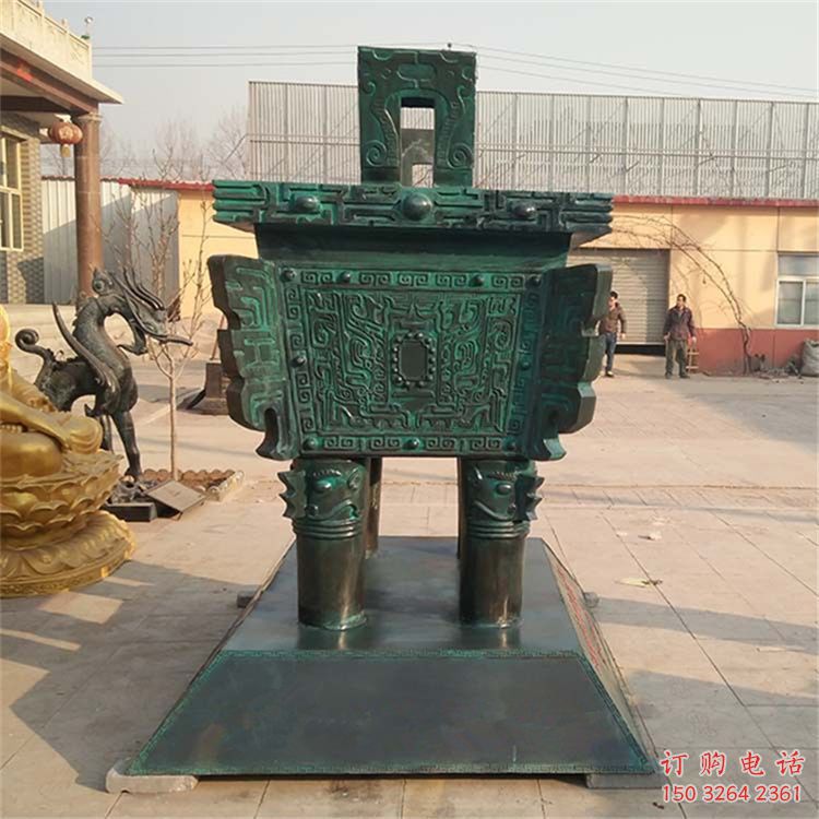青銅仿古方鼎雕塑