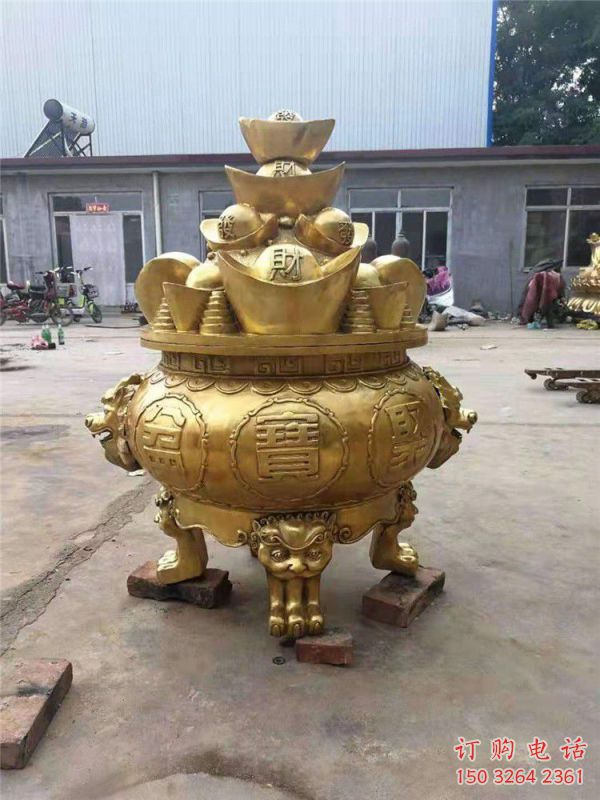 招財元寶圓鼎雕塑
