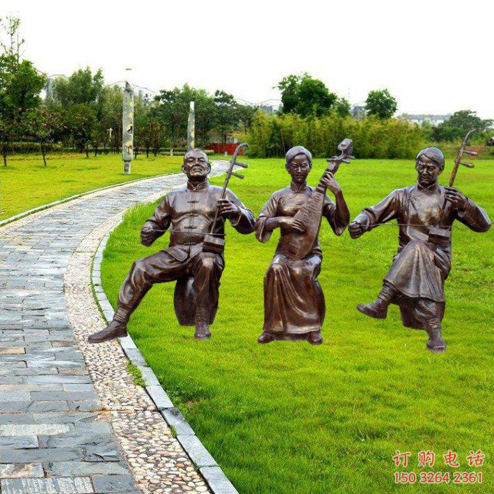 長樂拉二胡雕塑點(diǎn)擊，景觀雕塑，別墅民俗人物雕塑供求