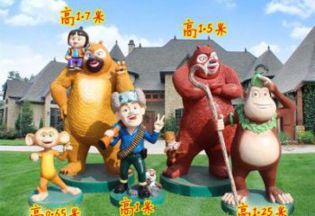 定西廣場(chǎng)維尼熊雕塑，卡通水景雕塑，抽象效果