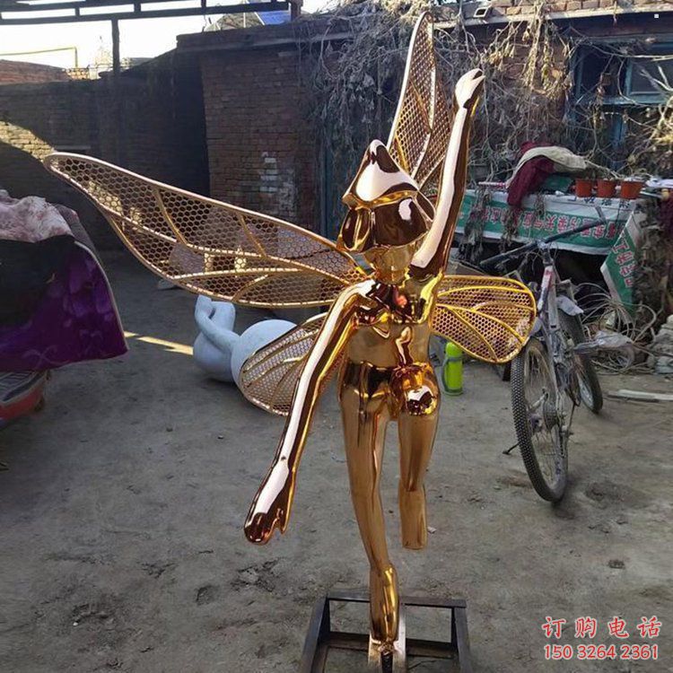 來(lái)賓小精靈雕塑，抽象卡通雕塑，美陳人物擺件