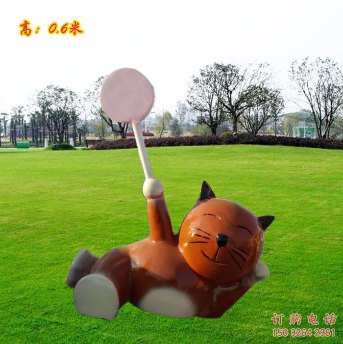 梧州小區(qū)小貓雕塑，抽象系列，彩繪工藝