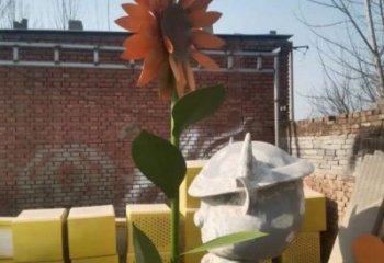 美蘭太陽花雕塑工程，美陳雕塑，玻璃鋼太陽花雕塑廠家