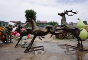 唐山戶(hù)外小鹿批發(fā)，動(dòng)物雕塑，梅花鹿銅雕塑供求