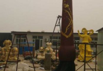 街道毛筆雕塑，鍛造景觀雕塑，古銅效果
