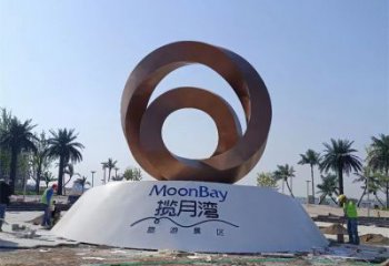 街道圓環(huán)雕塑，鍛造景觀雕塑，古銅效果