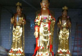 西方三圣銅佛像實景效果圖