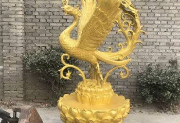 貼金鳳凰銅雕制作成品