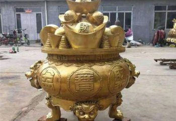 廣場銅鼎雕塑實景效果圖